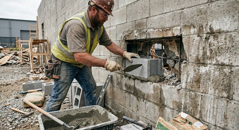 Cinder Block Wall Repair in Deming, WA