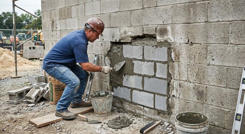Cinder Block Wall Repair in Everson, WA