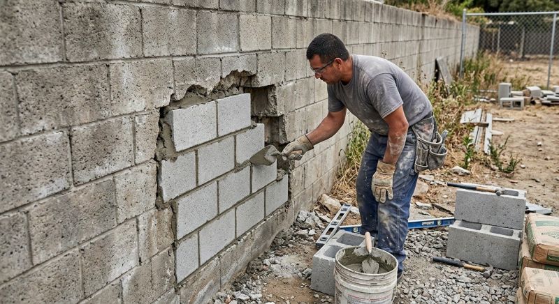 Cinder Block Wall Repair in Lynden, WA