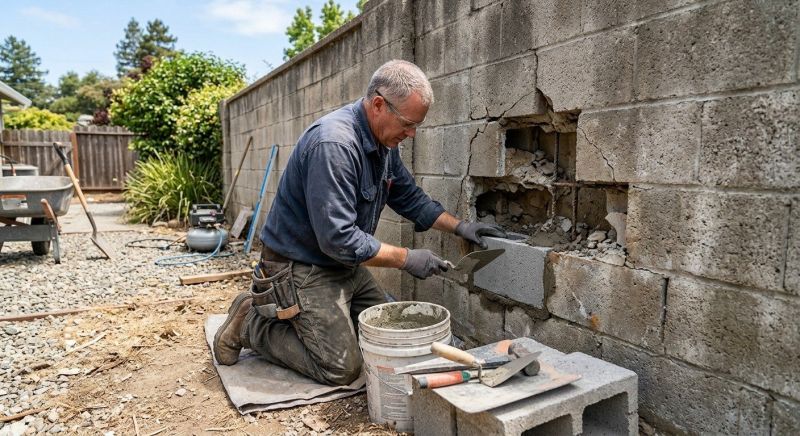 Concrete Block Wall Repair in Bellingham, WA