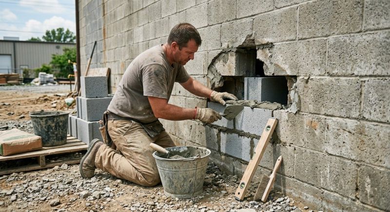 Cinder Block Wall Repair in Deming, WA